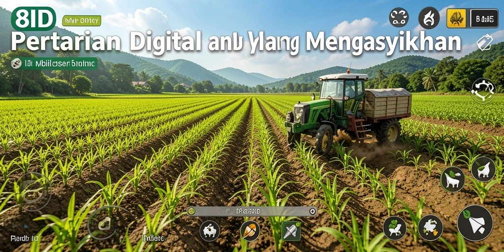 Tampilan gameplay <strong>8ID</strong> yang menampilkan ladang subur dan aktivitas bertani.