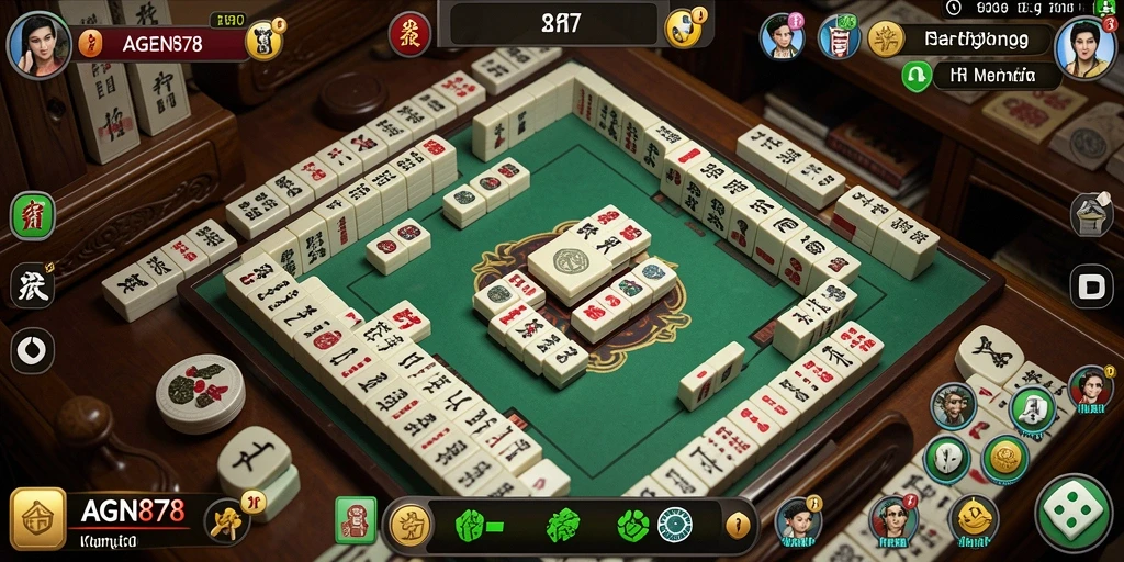 Tampilan gameplay seru dalam AGEN878 saat bermain Mahjong.