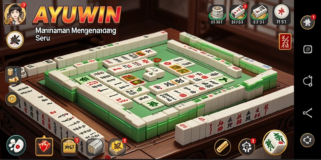 Screenshot gameplay AYUWIN dengan antarmuka Mahjong yang menarik.