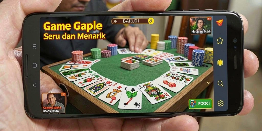 Tampilan gameplay Gaple yang seru dan interaktif dari BARU01.