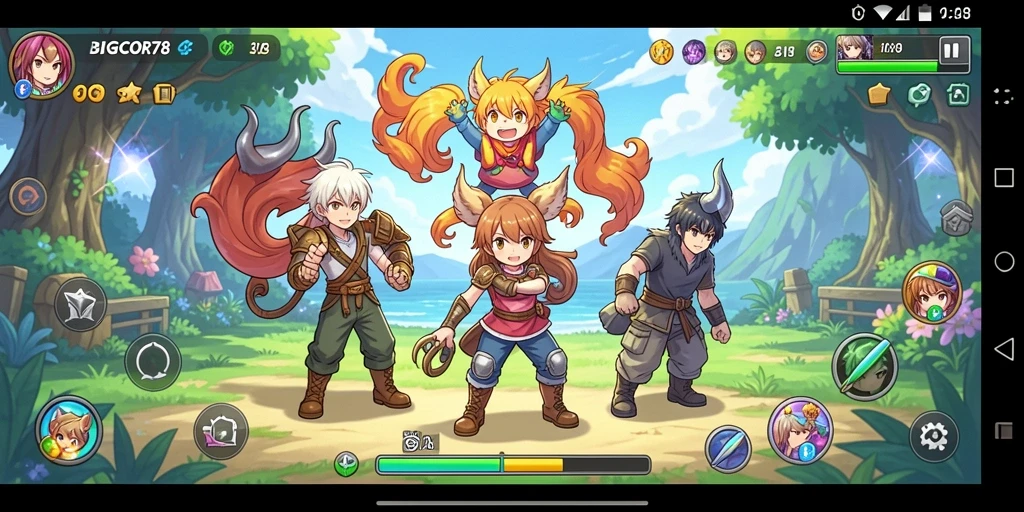 Gameplay seru dalam BIGCOR78 dengan karakter anime yang unik.