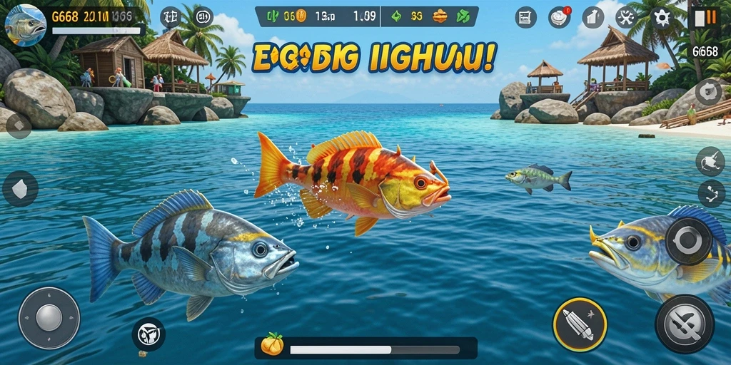 Tampilan gameplay G668 yang menegangkan saat menembak ikan.