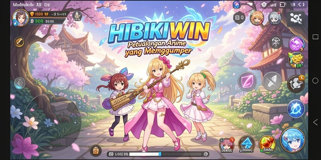 Tangkapan layar HIBIKIWIN menampilkan aksi seru dalam permainan Anime.
