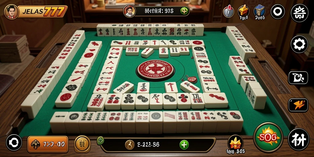 Tampilan gameplay Mahjong yang menarik di JELAS777.