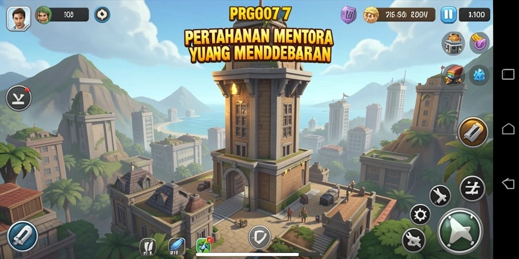Screenshot menampilkan aksi mendebarkan dalam game Tower Defense.