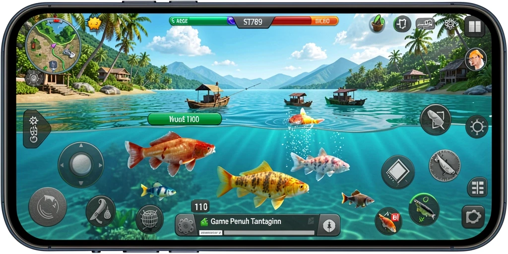 Screenshot ST789 menampilkan aksi memancing yang seru dan mendebarkan.