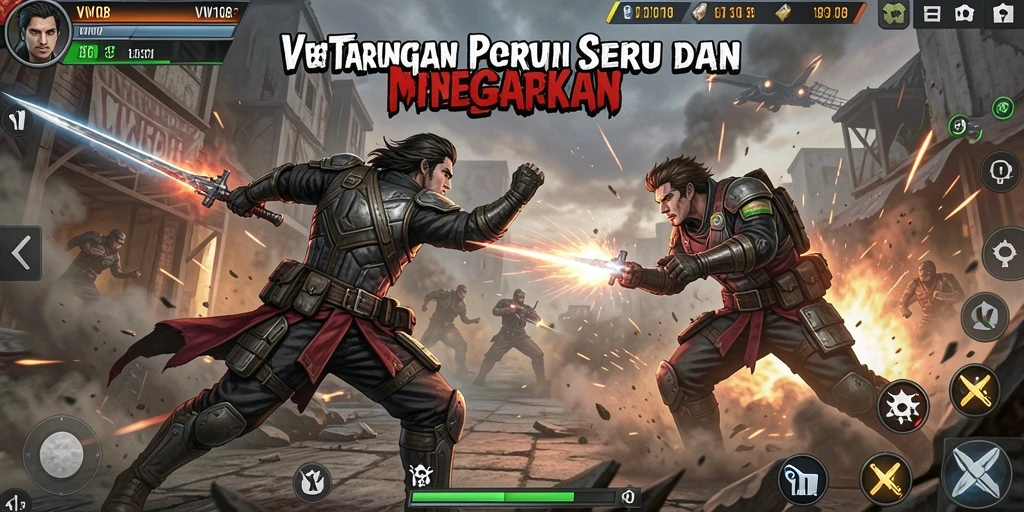 Tangkapan layar VW108 menunjukkan pertarungan mendebarkan antara karakter dengan animasi yang halus.