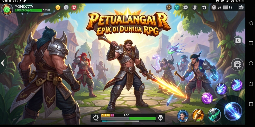 Tangkapan layar utama YONO777 menampilkan aksi pertarungan yang seru dan karakter yang menarik.